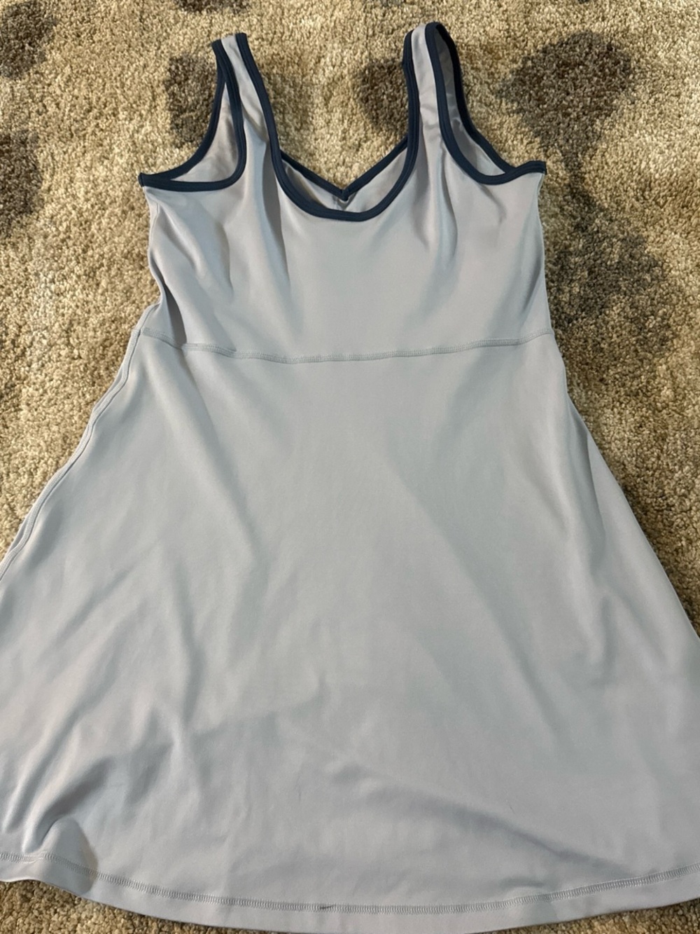 Women's Light Blue Tank Dress with Navy Trim